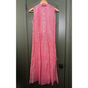 NWT Ro's Garden Catalina Checkered Lightweight Flowy Midi Dress Red Sorrento XS
